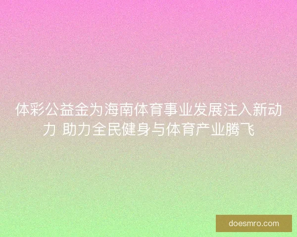 体彩公益金为海南体育事业发展注入新动力 助力全民健身与体育产业腾飞