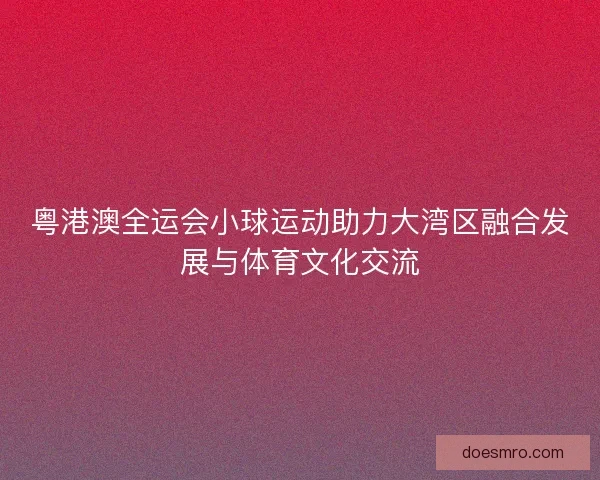 粤港澳全运会小球运动助力大湾区融合发展与体育文化交流