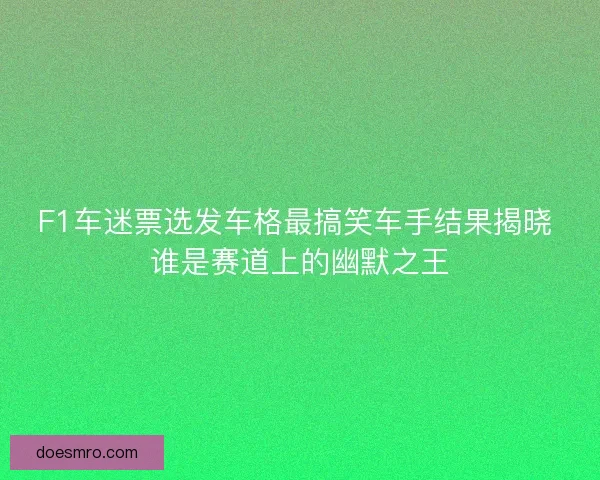 F1车迷票选发车格最搞笑车手结果揭晓 谁是赛道上的幽默之王